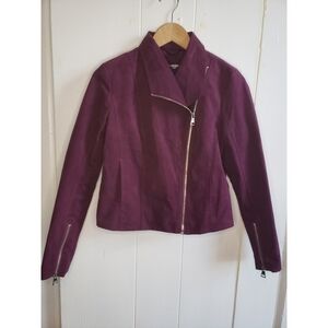 Karl Lagerfeld Purple Suede Moto Jacket